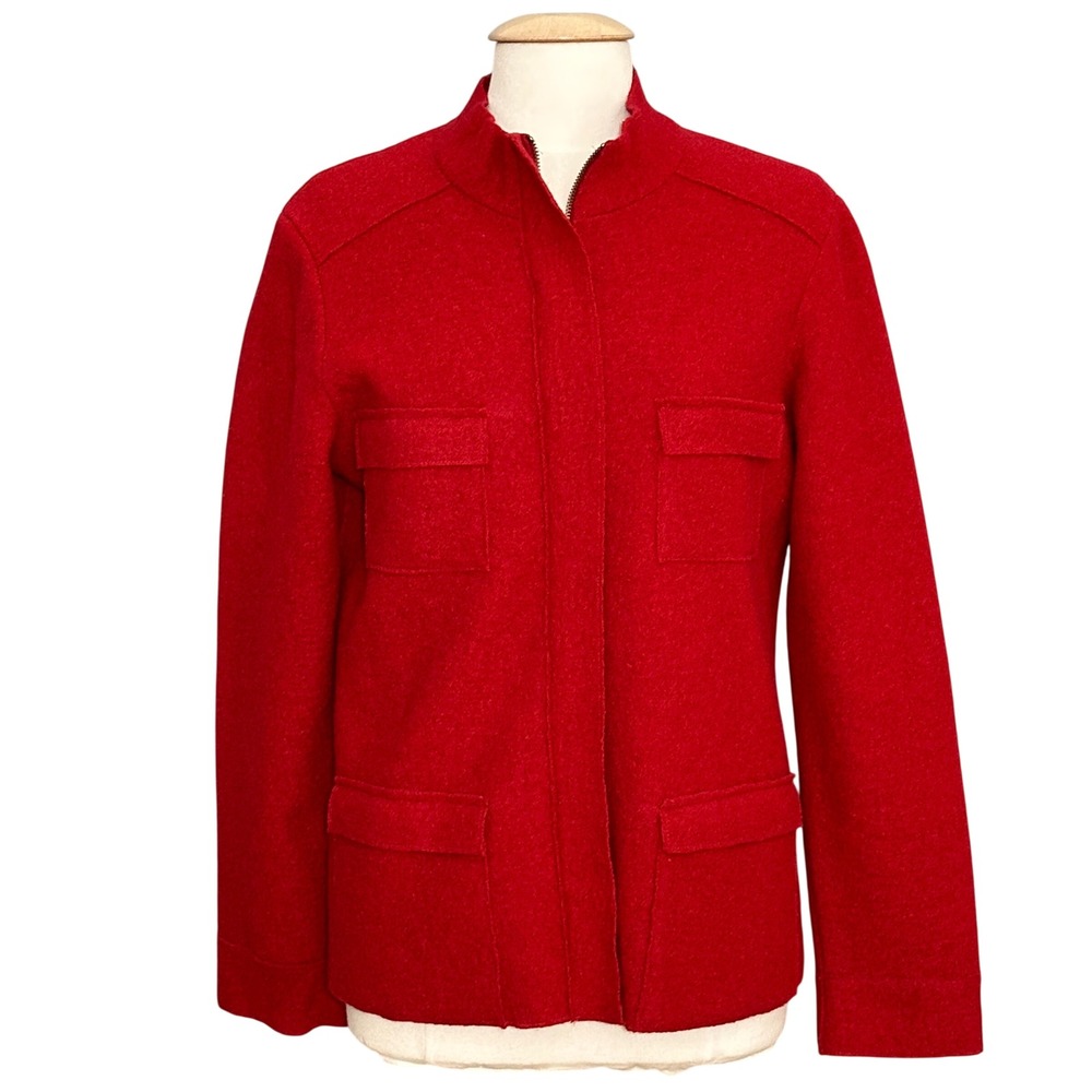Pendleton Womens Jacket L Alpine Getaway Red Boiled Merino Wool Classic Cabin